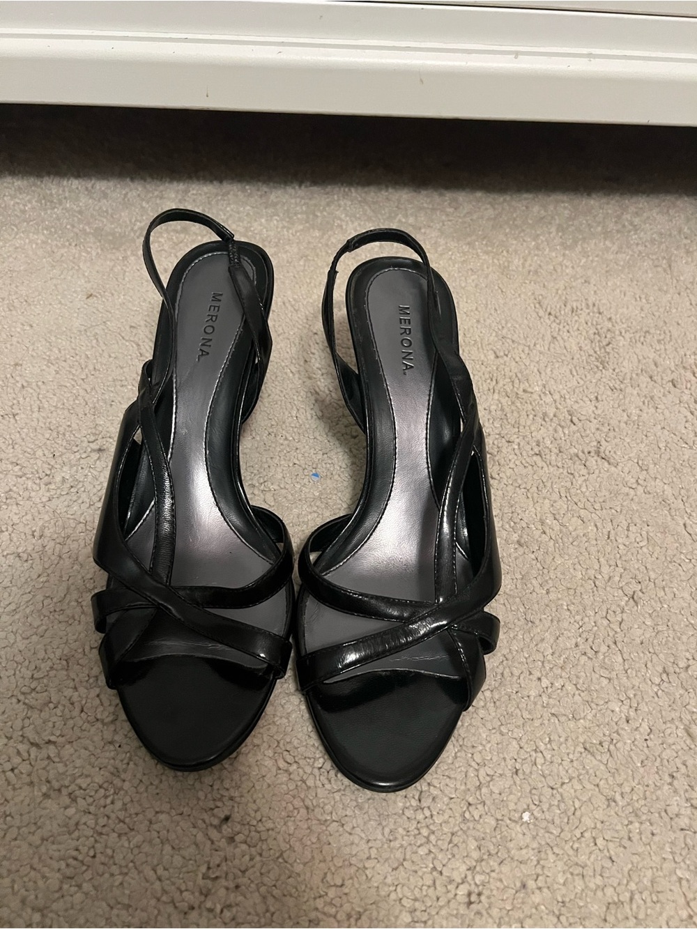 Merona Black Glossy Strappy Slingback Heels